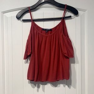 Burgundy Off-Shoulder Crop Top